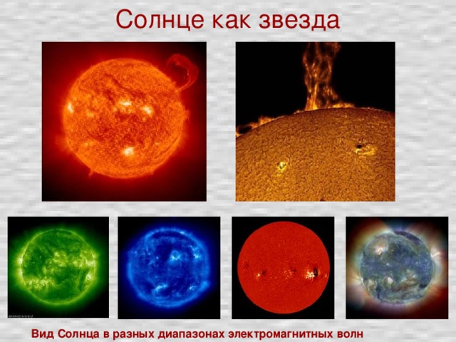 Солнце как звезда Вид Солнца в разных диапазонах электромагнитных волн