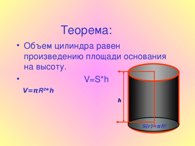 Объем через высоту