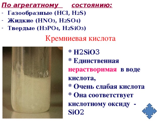 Гидроксид лития кремниевая кислота. Кремниевая кислота.