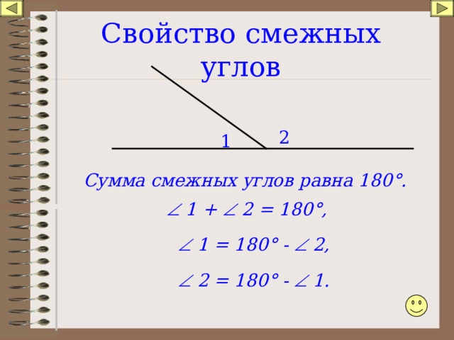 1 сумма смежных углов равна